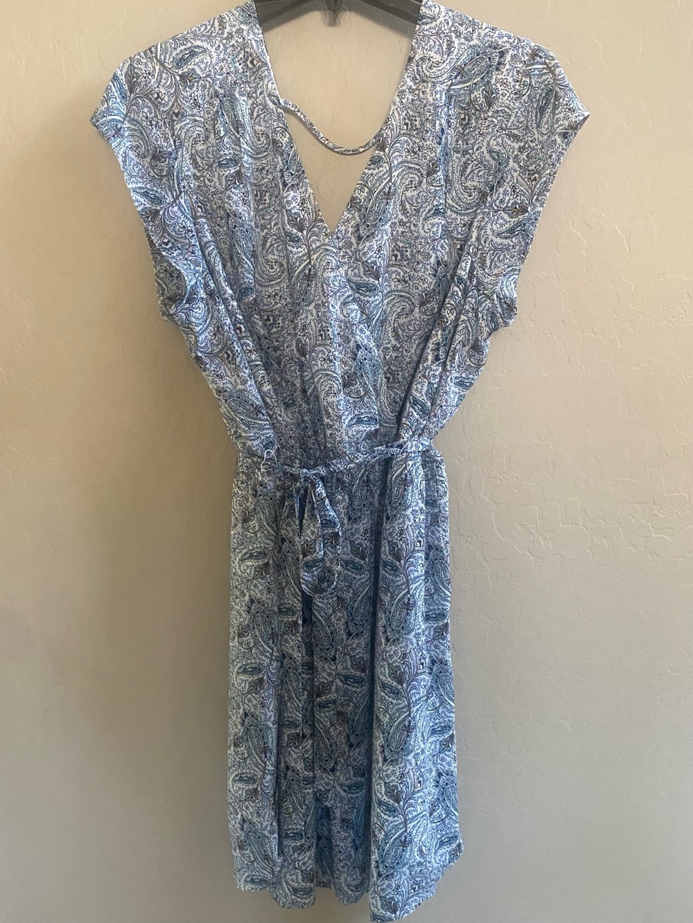 DR2 Blue Paisley V-Neck Midi Dress